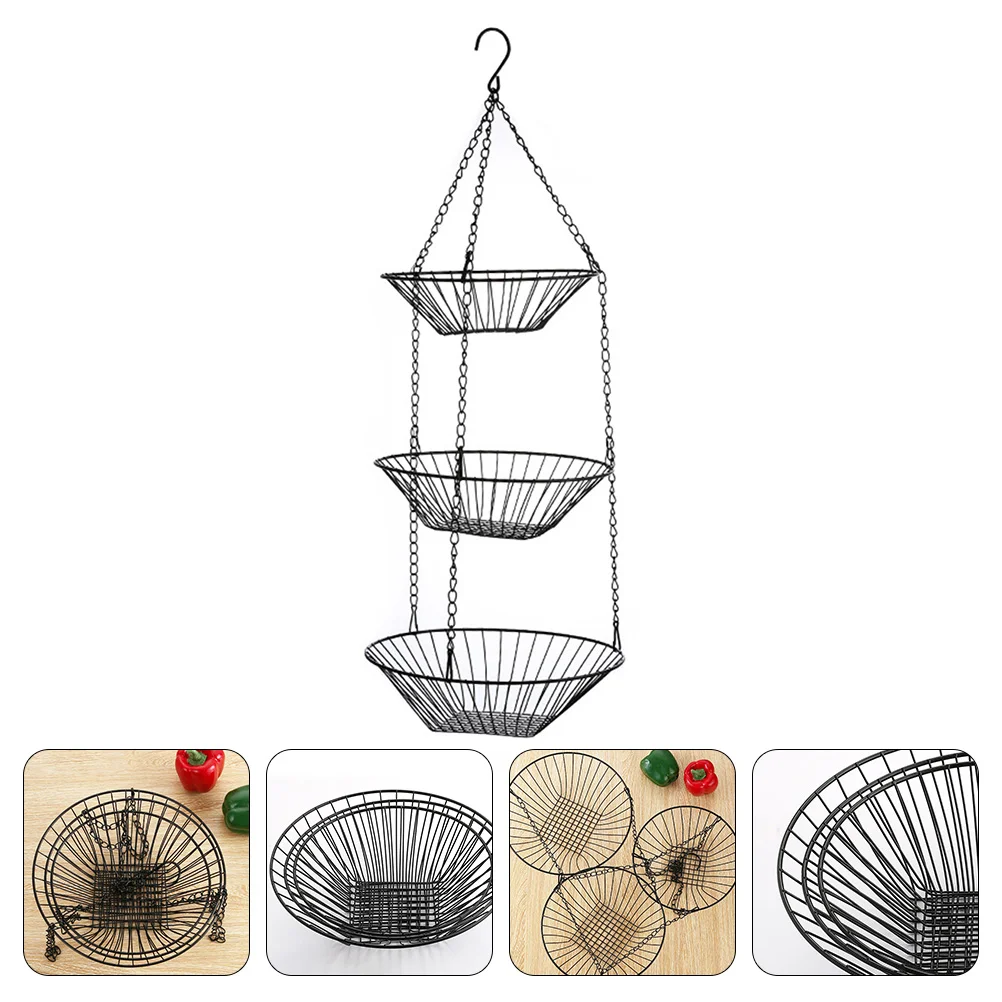 

Iron Hanging Basket Hollowed Three layer Storage Baskets for Fruits Snacks Home Kitchen Cafe Dining Room Restaurant