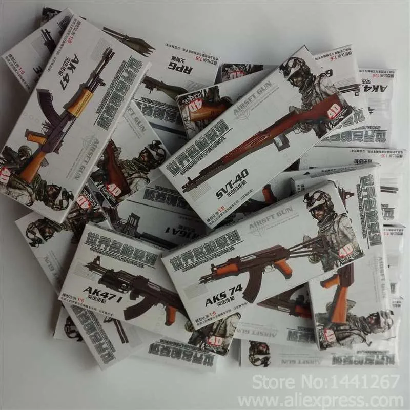 1/6 4D Nostalgic Gun Model 18 Type Easy Assembled AK47 RPG Rocket Launcher M16A1 G43 SVT-40 98K for Action Figure  Accessories view 2