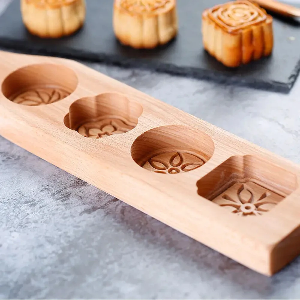 Wooden Baking Mold Mung Bean Cake Dessert Model Printing Ice Skin Pastry Moon Cake Baking Tool Make Biscuit Mold Accessories