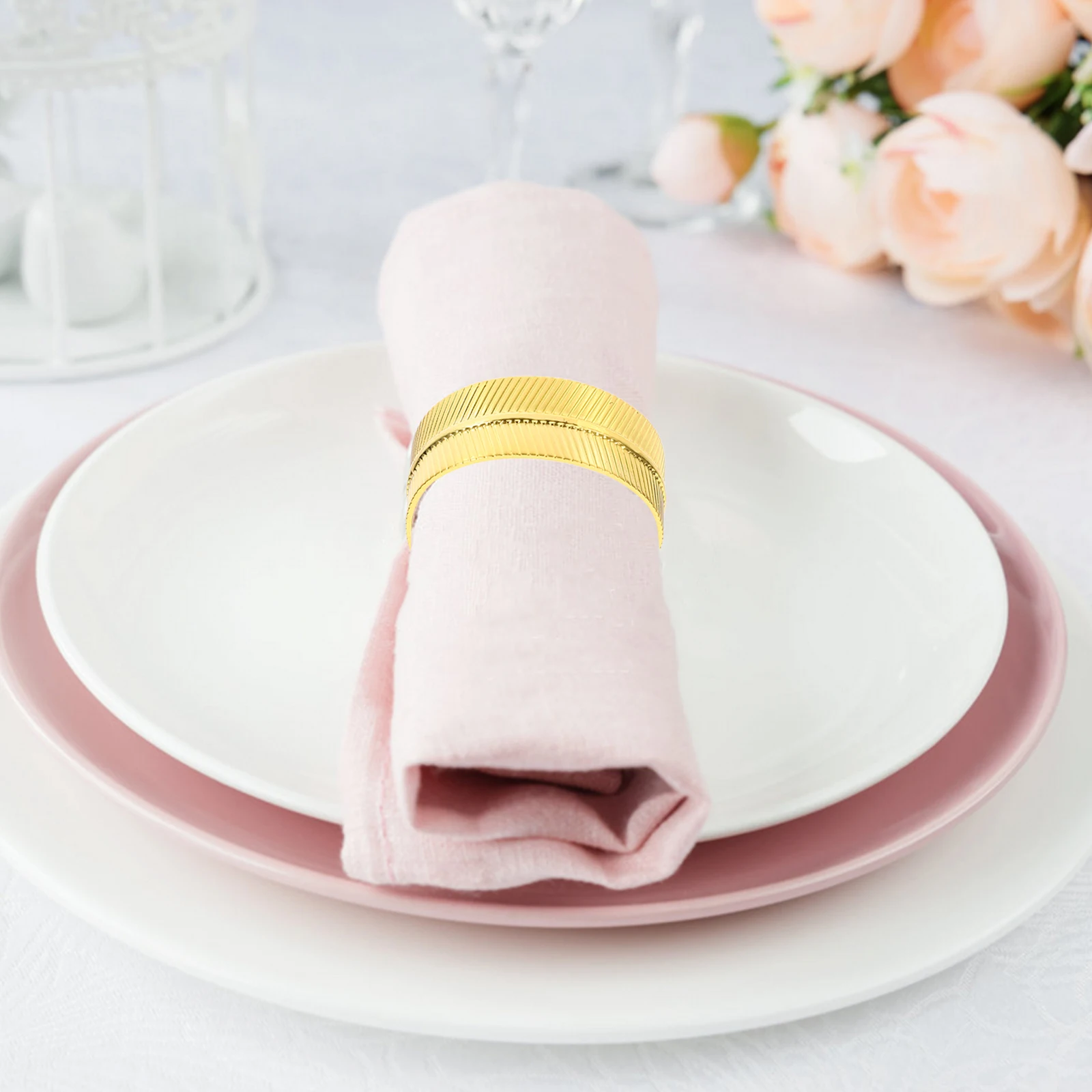 

12pcs Metal Napkin Rings Golden Electroplated Iron Wedding Party Favor Dining Table Supplies Serviette Holders Decorations