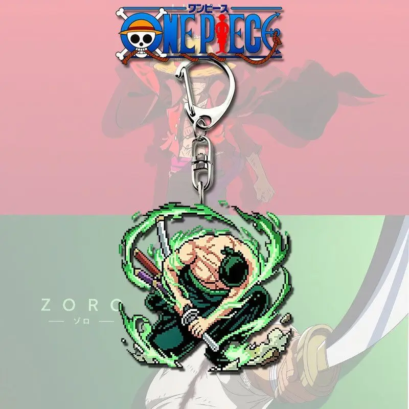 Cartoon One Piece Luffy Zoro Acrylic Keychain Anime Peripheral Cool Trendy Backpack Pendant Car Keychain Decoration Toy view 4