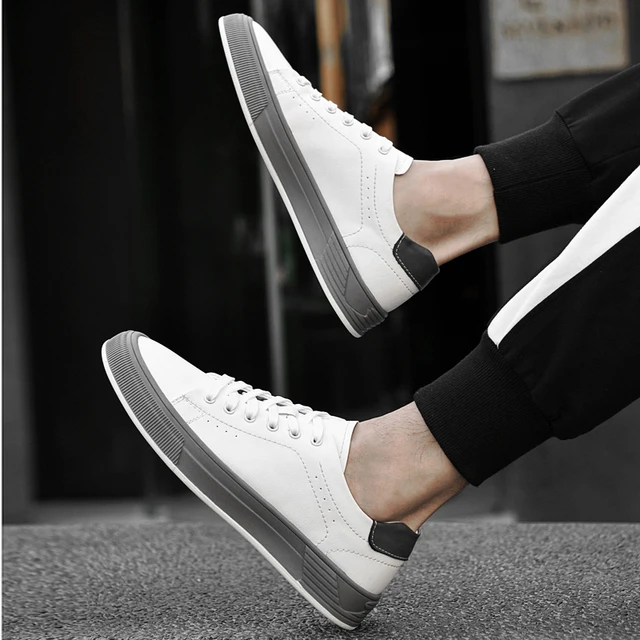 Genuine Leather Shoes For Men Walking Men s Luxury Skate Designer Sneakers Casual Footwear Flat Sports White Men Sneakers Leather Casual Shoes AliExpress