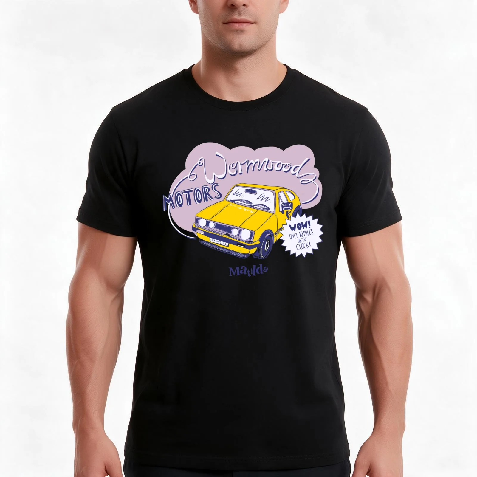 Wormwood Motors Matilda The Musical T-Shirt, Summer Casual Cotton Tee, Oversized Streetwear Tops, Vintage Graphic Print