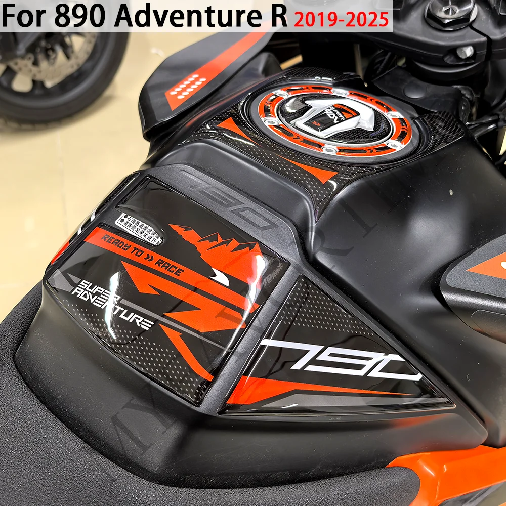 For 890 Adventure R ADV Protector Tank Pad Side Grips Gas Fuel Oil Kit Knee Handguard Handshield Stickers Decals 2019 - 2025