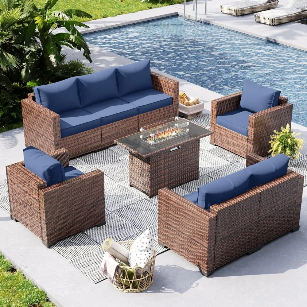 

Outdoor sofa set of 5, outdoor patio furniture with storage coffee table, oversized wicker patio set with armrests with cushions