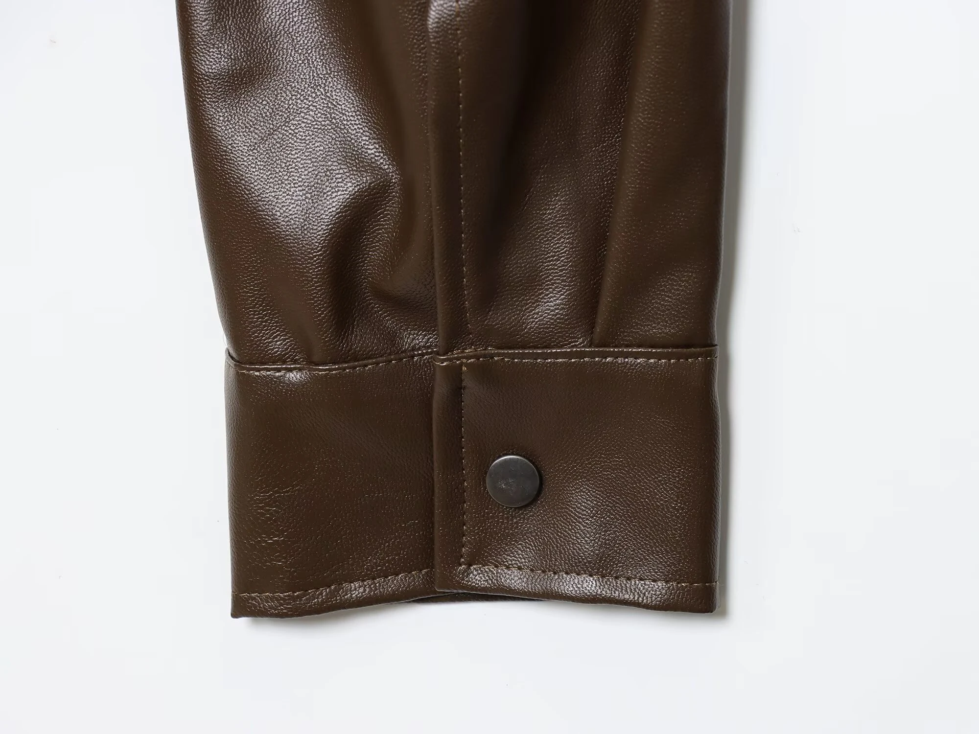 DEEABAE Jesienna Nowa Damska Europejsko-Amerykańska Kurtka ze Sznurkiem, Imitacja Skóry PU, Klapa, Zamek Błyskawiczny, Luźny Krój