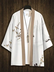 RANMARU KIMONO Men's Summer Short-sleeved Printed Shirt Shirt Fashion National Trend Harajuku Retro Cardigan and Clothing