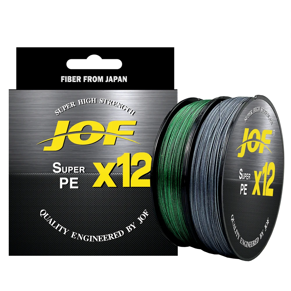 JOF 12-strands Anti-breakage Braided Main Wire 500M Multi-color PE Multifilament Fishing Line 25lb/30lb/39lb/50lb/65lb/77lb/92lb