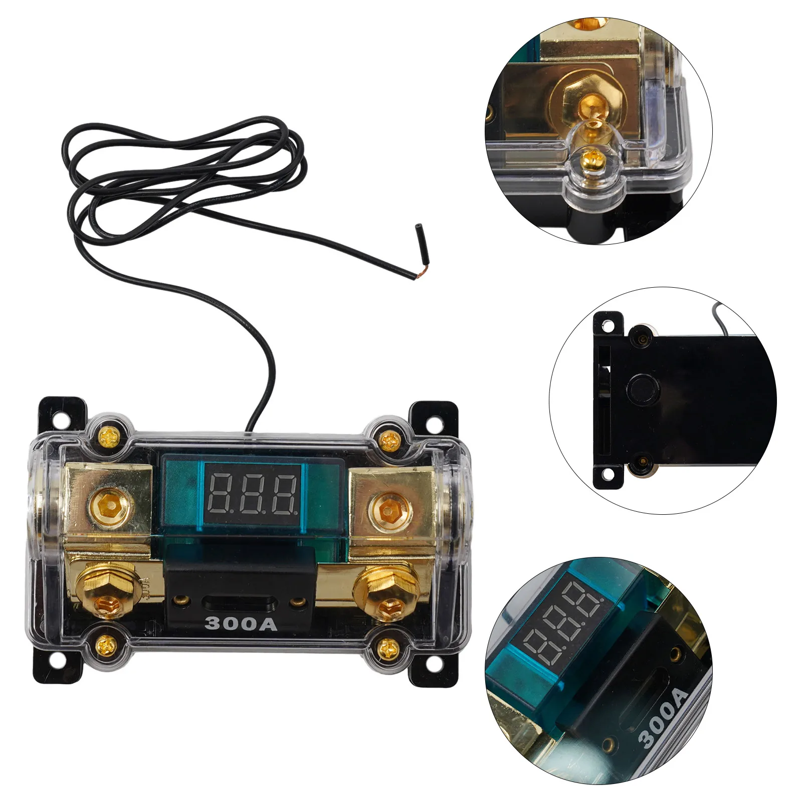 Inline Fuse Holder with LED Digital Display 300 Amp Rated for Car Audio Applications Compatible with 0 2 4 For AWG Gauge Wire