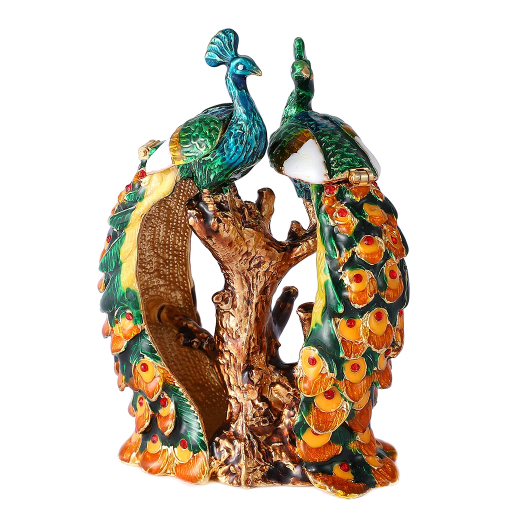 QIFU Beautiful Double Peacock Box to Store Small Jewelry