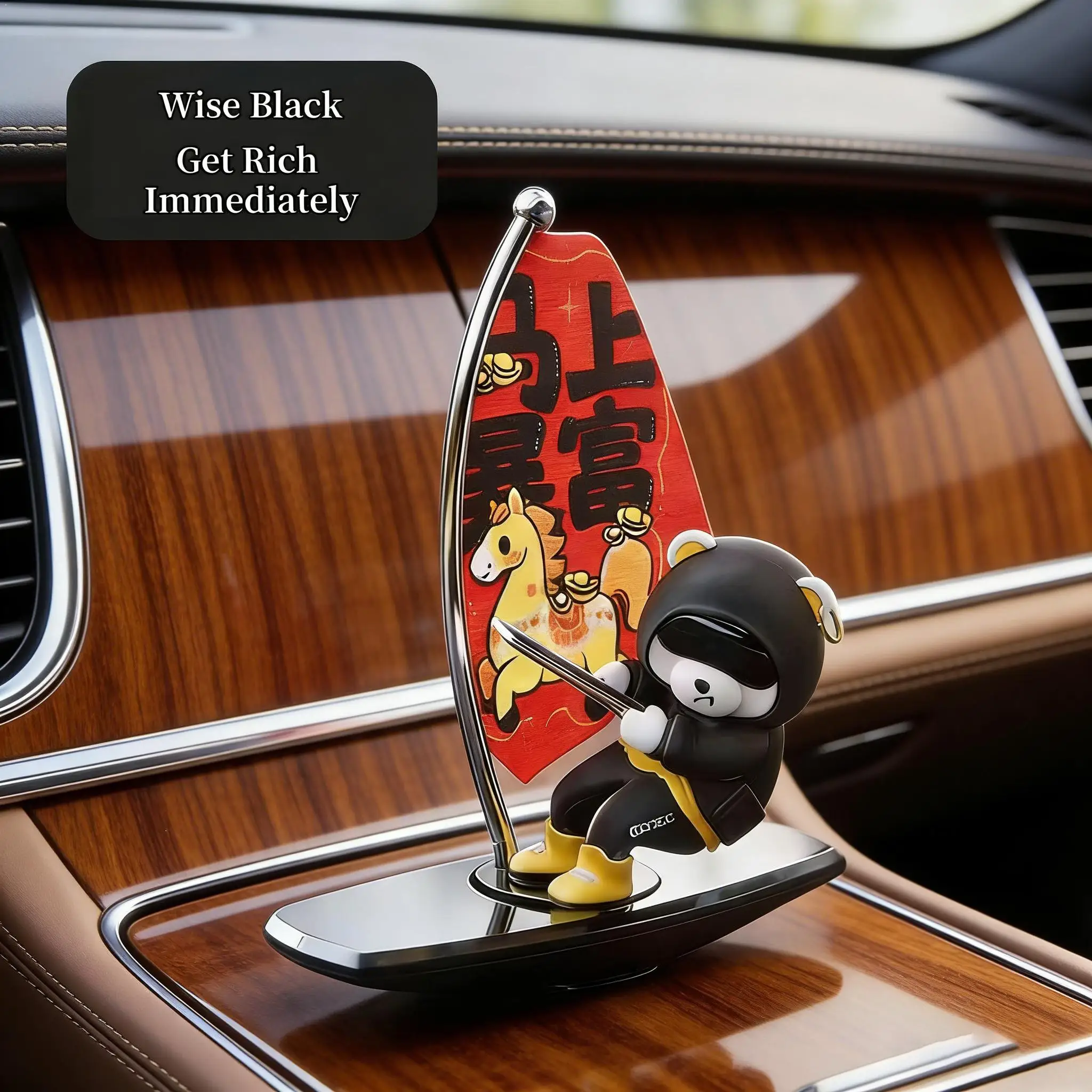 

2026 Cartoon Surfing Bear Swaying Rotating Sailboat Creative Automobile Interior Decorations Ornament Accessories