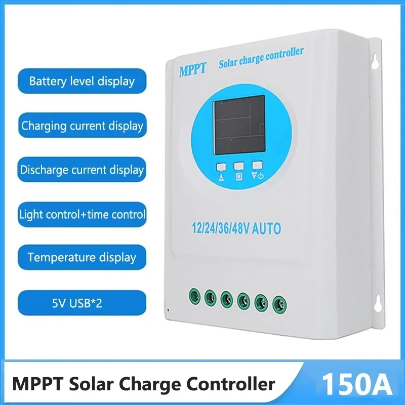 MPPT Solar Charge Controller Auto 12V 24V 36V 48V 150A Controller Solar Panel For Lithium LiFePo4 Lead-Acid Battery Regulator