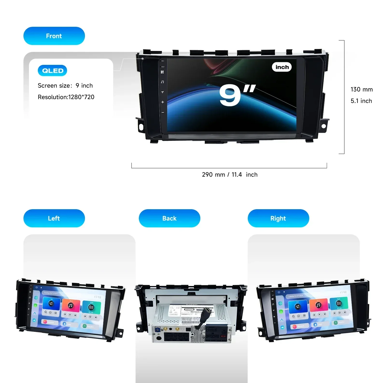Dasaita 9 pollici multimediale auto audio radio stereo Android QLED touch screen per Teana Altima 14-18 unità principale lettore DVD