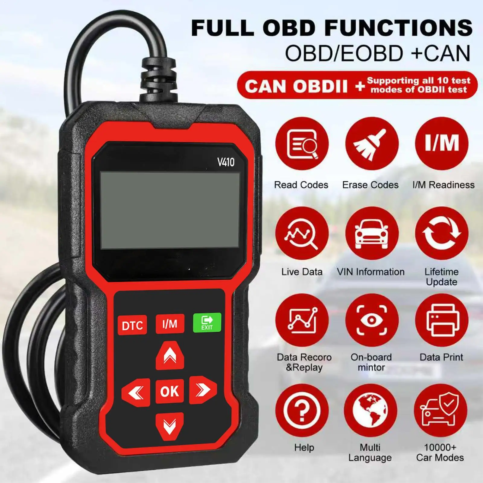 OBD2 Car Engine Fault Diagnostic Tool OBD-II Scanner Engine Fault Data Record Car Computer Diagnostic Reader for SUVs Sedans