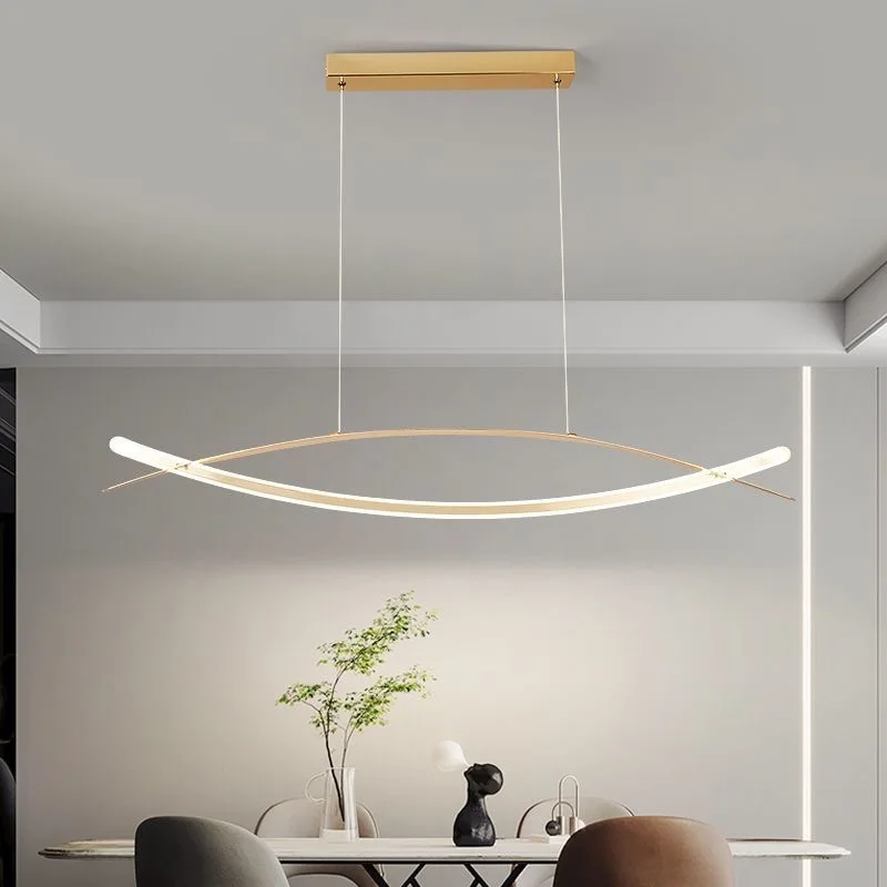 2023 Modern Led Simple Pendant Lamp Double Arc Creative Style Chandelier For Dining Room Living Room Deluxe Plating Color