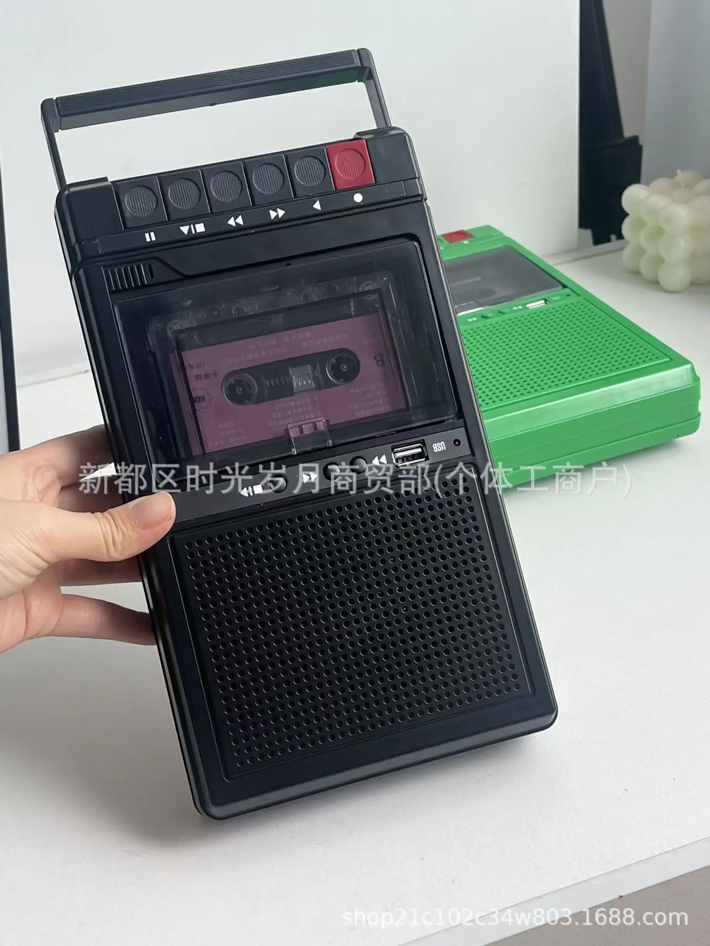 

Portable Cassette Recorder Nostalgic Retro Portable Tape Player Walkie-Talkie Player Recorder and Playback All-In-One