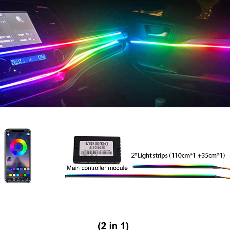 NONE 14/18/22 In 1 Led Auto Umgebungs Licht Innen 213 64 Farbe RGB Regenbogen Beleuchtung Leichter Led Acryl Streifen Streamer Symphonie Lampe 4