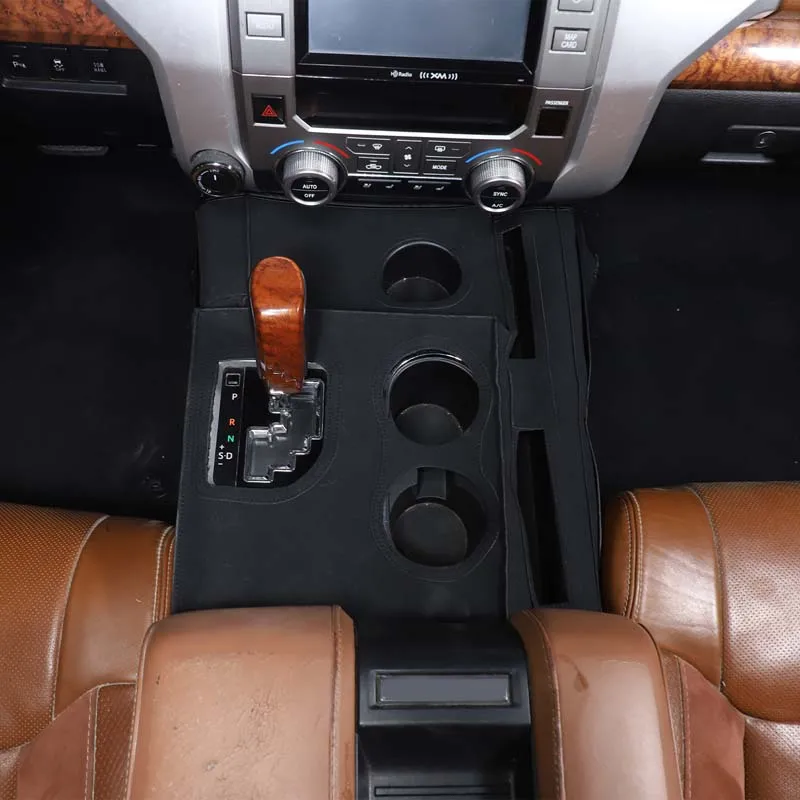 

High-solid Sheepskin Leather Black Car Center Console Protective Cover Trim Interior Car Accessories For Toyota Tundra 2007-2021