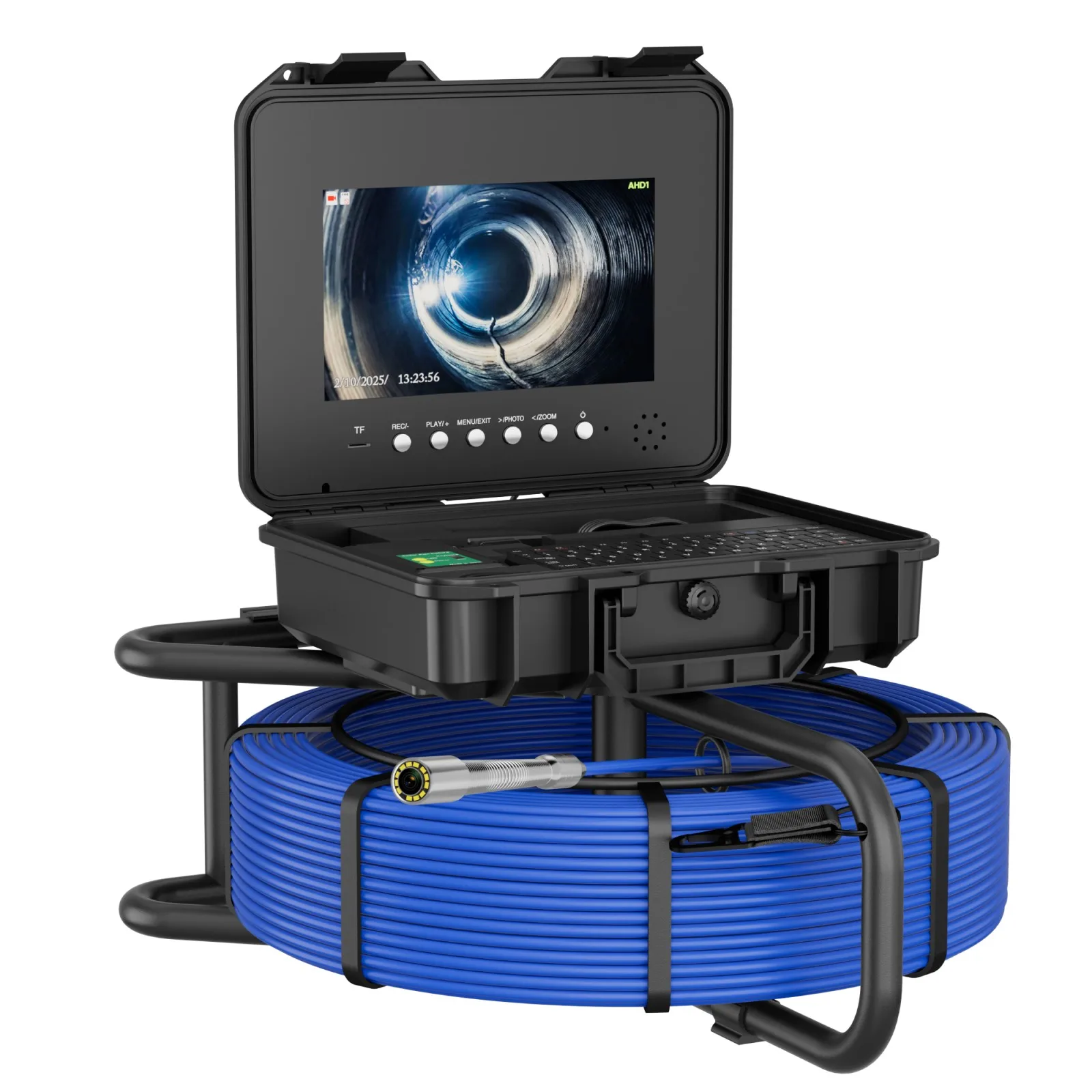 10.1inch IPS Sewer Pipe Inspection Camera with Locator Meter Counter DVR  7mm Cable Auto Self-Leveling 512hz  AHD 1080P