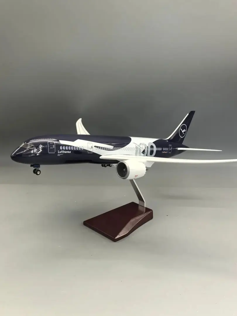 43CM Modellflugzeuge Lufthansa 787 Deutsch 100 Jahre Jubiläum Diecast Flugzeugmodellbausätze aus Harz mit Licht und Rädern – Sammlerstück für Luftfahrt-Enthusiasten