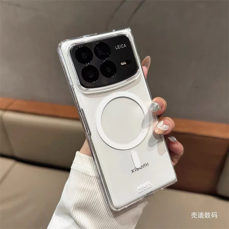

Магнитный чехол для Xiaomi Mix Fold 4, чехол MagSafe, прозрачный твердый чехол, кристаллический прозрачный противоударный бампер для телефона