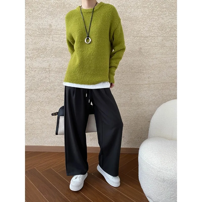 Solid Chunky Knit Casual Sweater Women Round Neck Knitted Sweater