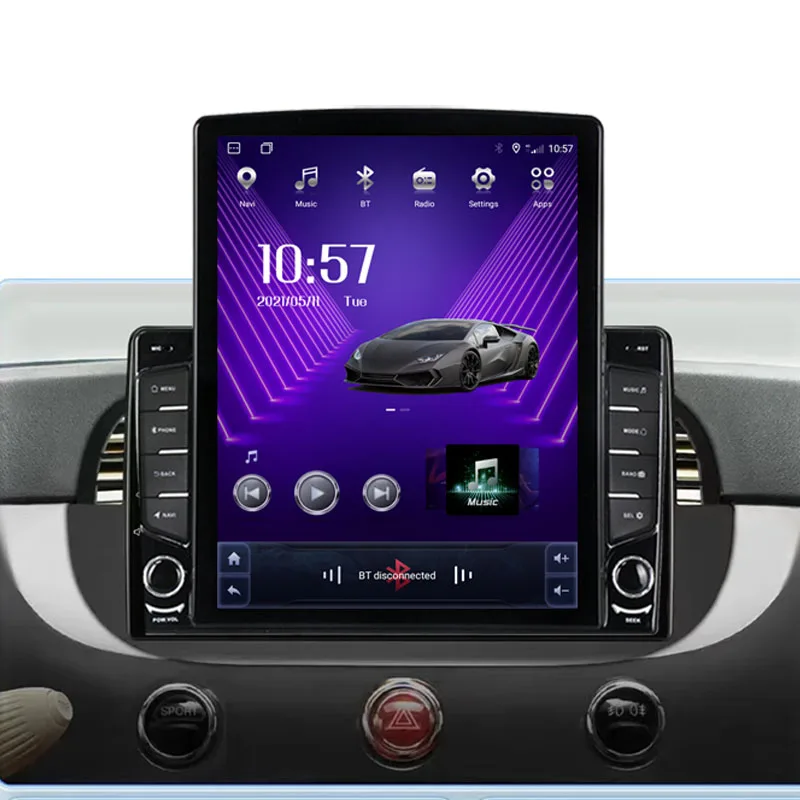 Android For Fiat 500 Abarth 2007-2015 Tesla Type Car Radio Multimedia Video Player Navigation GPS RDS no dvd