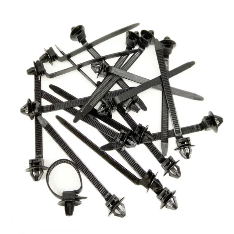 50pcs Nylon Cable Tie Wrap Fixed Fastener Clips Cars Mount Wire Tie Clip Car Hose Fastening Zip Strap Kit