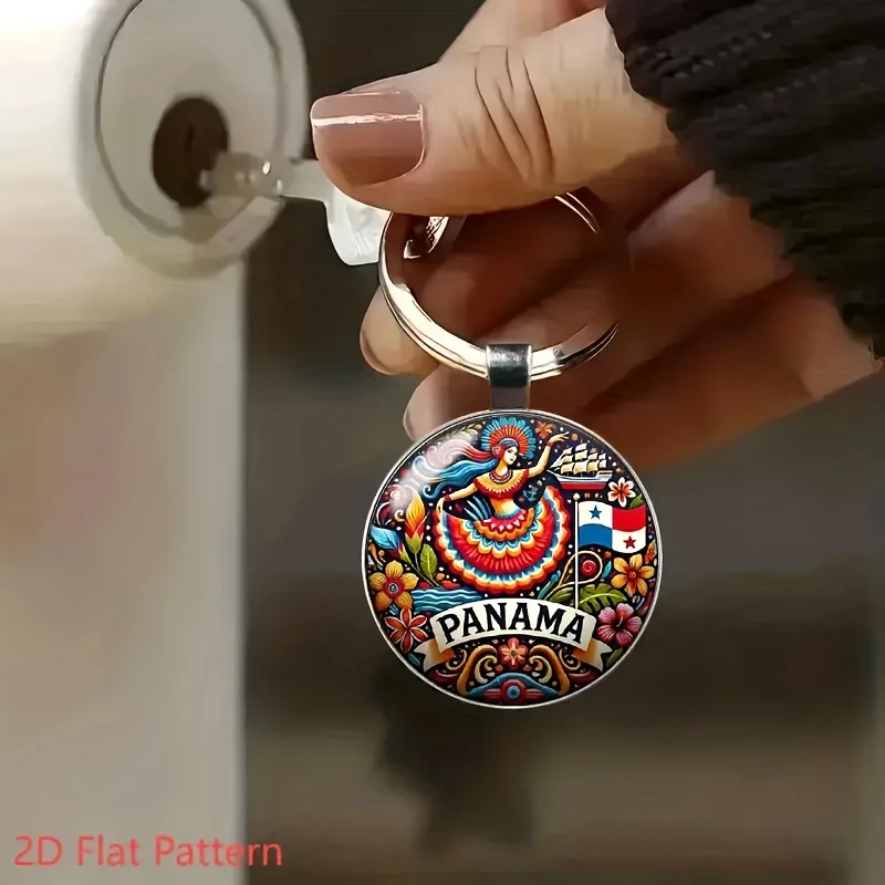Panama Flag Keychain – Maracas Tuna Hat Dome Pendant, Christmas Graduation Gift, Cultural Souvenir Accessory