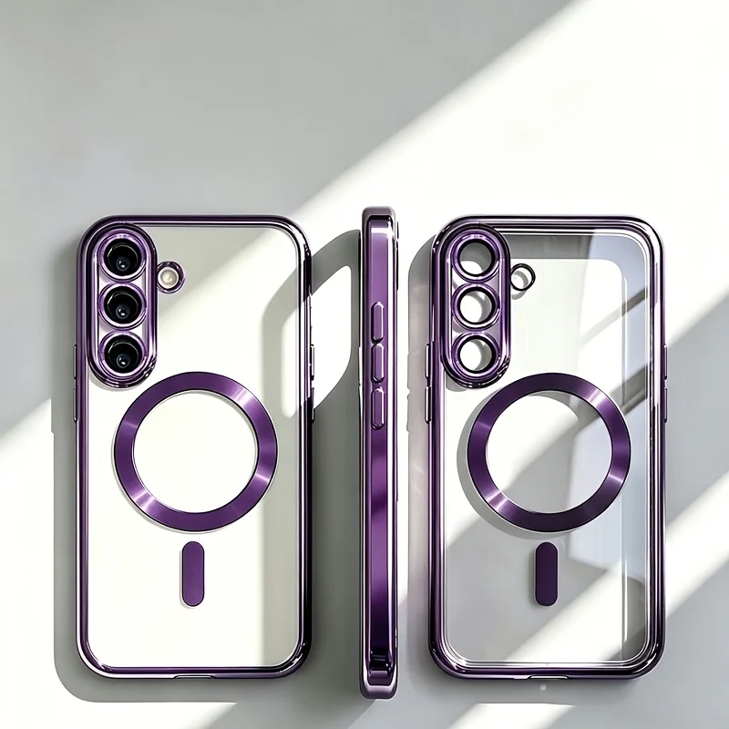 Transparent Plating Magnetic Wireless Charge Case for Samsung Galaxy S26 S25 S22 S21 Ultra Plus S24 S23 FE Lens Protection Cover view 6