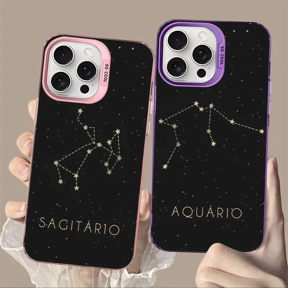 12 Constellations Zodiac Signs Phone Case For IPhone 16 15 14 13 12 11 Pro Max X XR XSMAX 8 7 Plus Matte Shockproof Back Cover