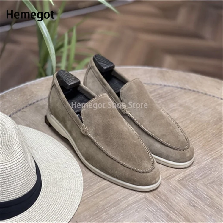 Matte Leather Breathable Square Toe Loafers Men's British Summer Business Casual Leather Shoes Slip-On Suede Leather Men's Shoes