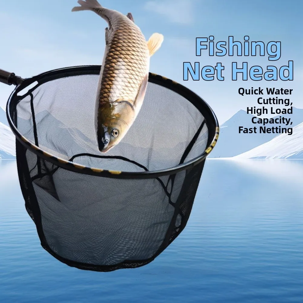 1pc 30/40cm Lightweight Titanium Landing Net Head Foldable Fishing Net Fishing Landing Net Black Mesh Fishing Accessories