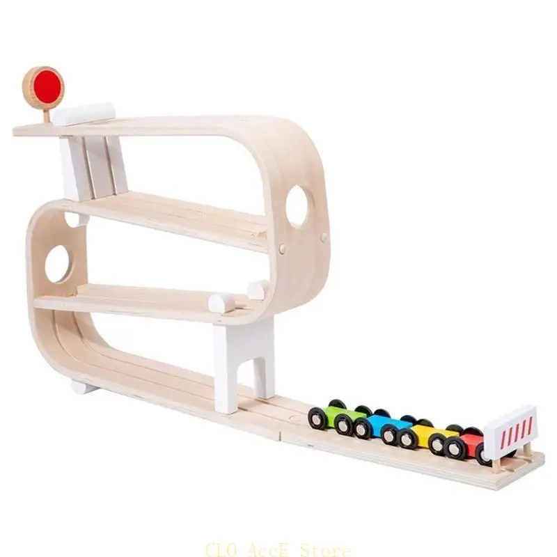

16FE Wooden Track Car Wooden Racing Car Visual Tracking Toy Car Run Track