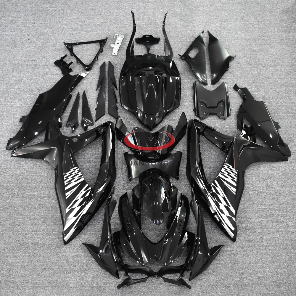 Bodywork Cowling Motorcycle for GSXR 600 750 K8 2008 2009 2010 Injection Bright Black Checkered Print Full Fairing Kit