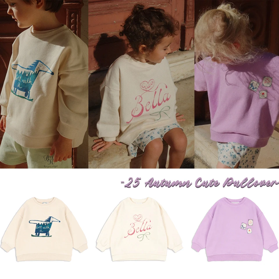 

Детская одежда, новинка 2023 года, осенний милый свитшот KS для девочек, повседневные модные толстовки для мальчиков, активная одежда для маленьких детей, детская верхняя одежда