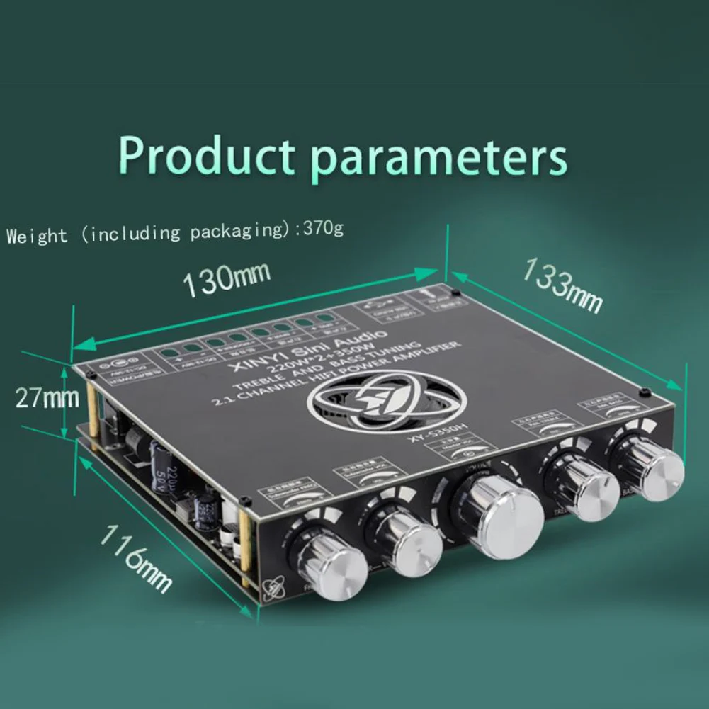 XY-S350H Control de aplicaciones 220Wx2+350W Amplificador 2.1 Placa de audio inalámbrica de doble canal