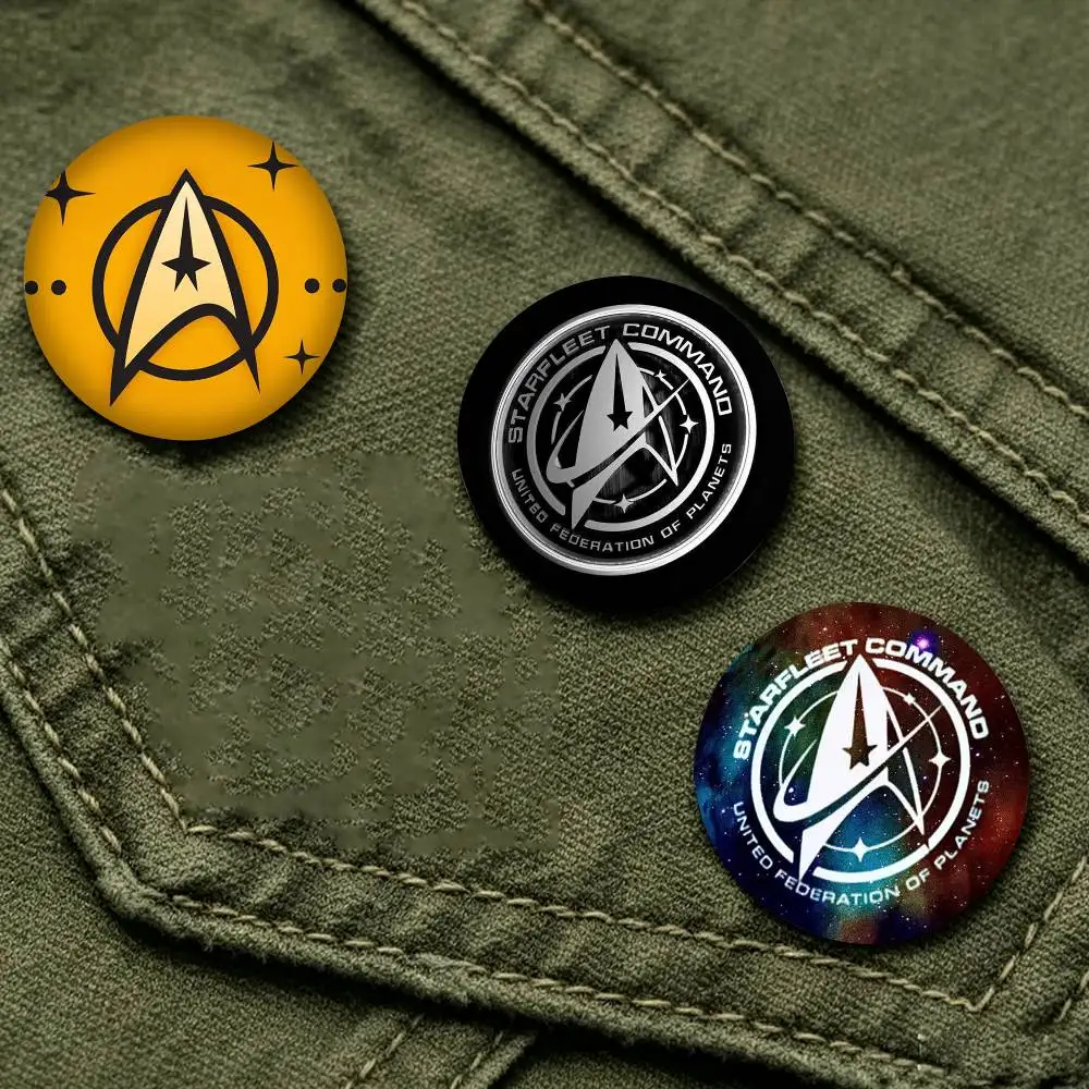 Hot Star T-Trek S-Ship LOGO 25 32 44 58 75mm Badges Personalized Round Brooches Pins Accessory Gift