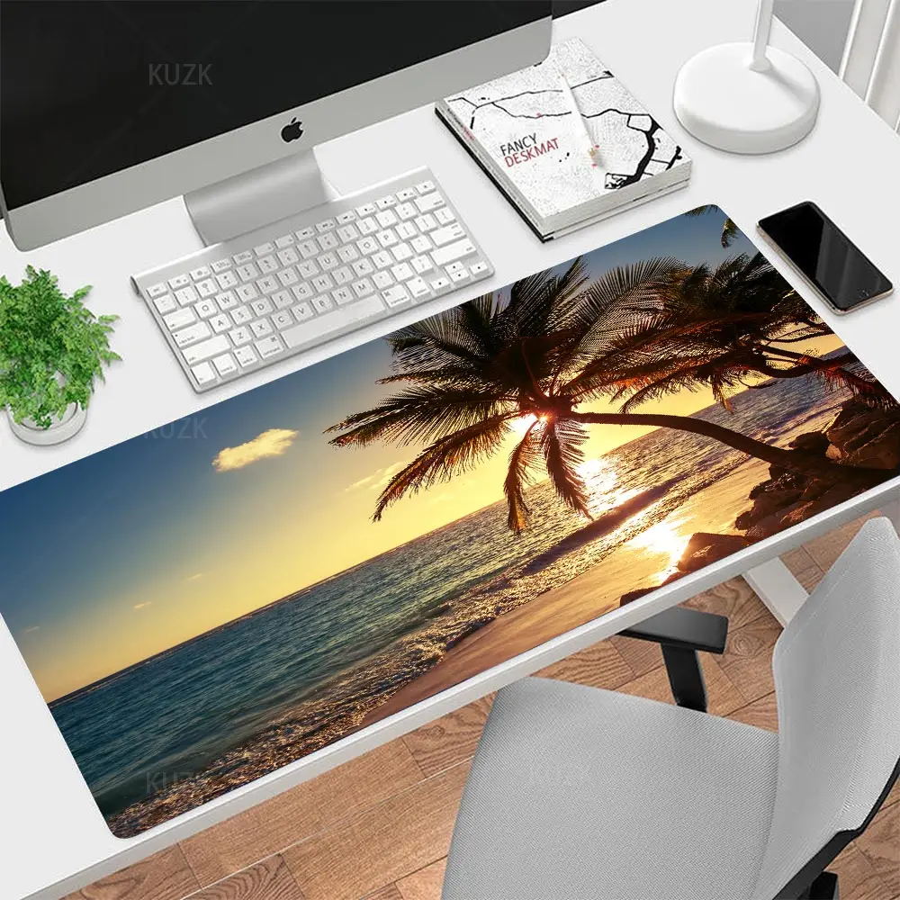 Mouse Pad Gaming Xxl Large Mousepad Lake Blue Sky Beach Hd Print Mouse Mat Natural Rubber Soft Anti Slip Laptop Pad Keyboard Pad