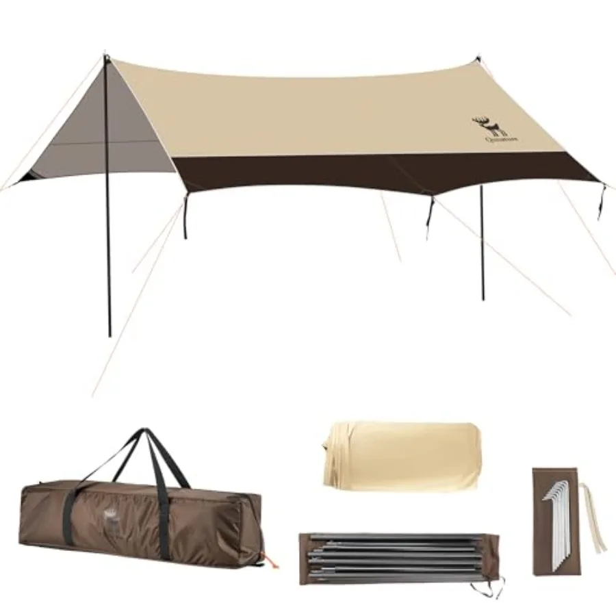 

Beach Tent Camping Sun Shelter 13.78 x 14.1ft Easy to Set Up Beach Shade UPF 50+ Waterproof Beach Shade Tent for 10-12 Person,