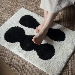 Alfombra afelpada con patrón abstracto nórdico, alfombrilla suave absorbente para baño, inodoro, cocina, antideslizante