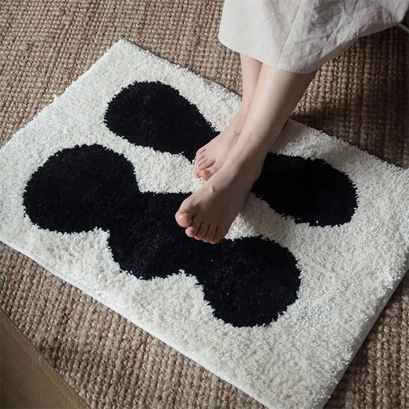 Nordic Abstract Pattern Tufted Carpet Soft Absorbent Bathroom Floor Mat Toilet Kitchen Ati-slip Rug Mats Kitchen Toilet Mats