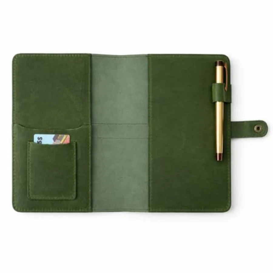 

TheAntiq Genuine Leather A5 Journal with Snap Closure Handmade Refillable Notebook with Card Slots, Pen Holder, Travel Writing