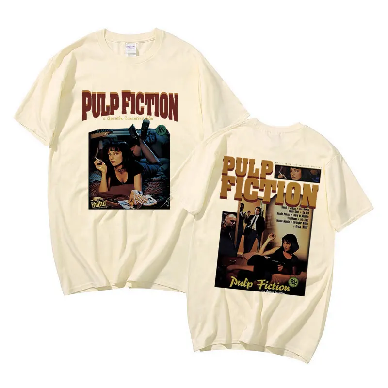 Movie Pulp Fiction Mia Wallace Print T-shirts Quentin Tarantino Tshirt Men Women Casual Vintage T Shirt Male Cool Oversized Tees