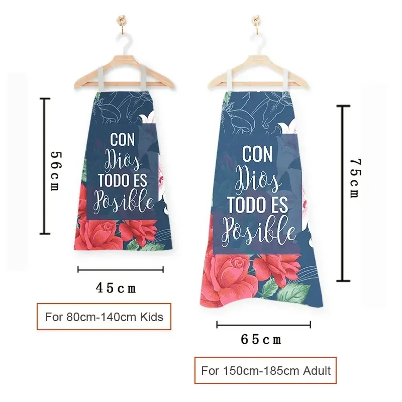 Christian Gift Bible Verse Print Kitchen Apron Women Cooking Apron for Nail Salons BBQ Chef Waiter Home Cleaning Tool Pinafore