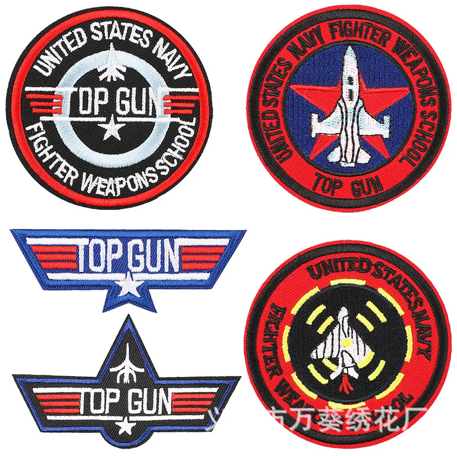 VF-1 الطيران الطيار TOPGUN بندقية علوية مطرزة القماش ملصق شارة الأمريكية الفيلكرو العسكرية مروحة المعنويات ميدالية