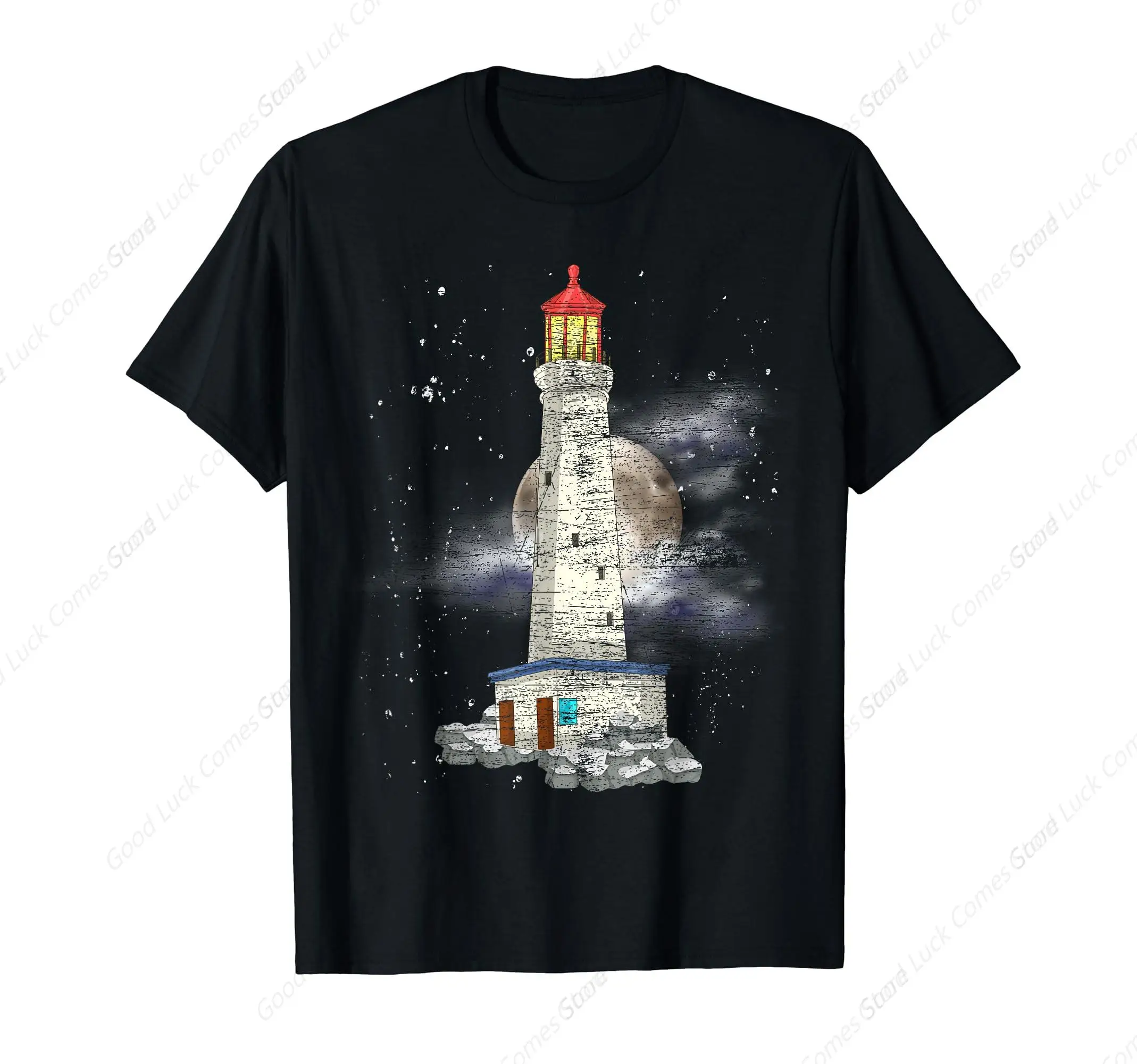 Full Moon Fog Nautical Sea Lighthouse Ocean Lighthouse T-Shirt