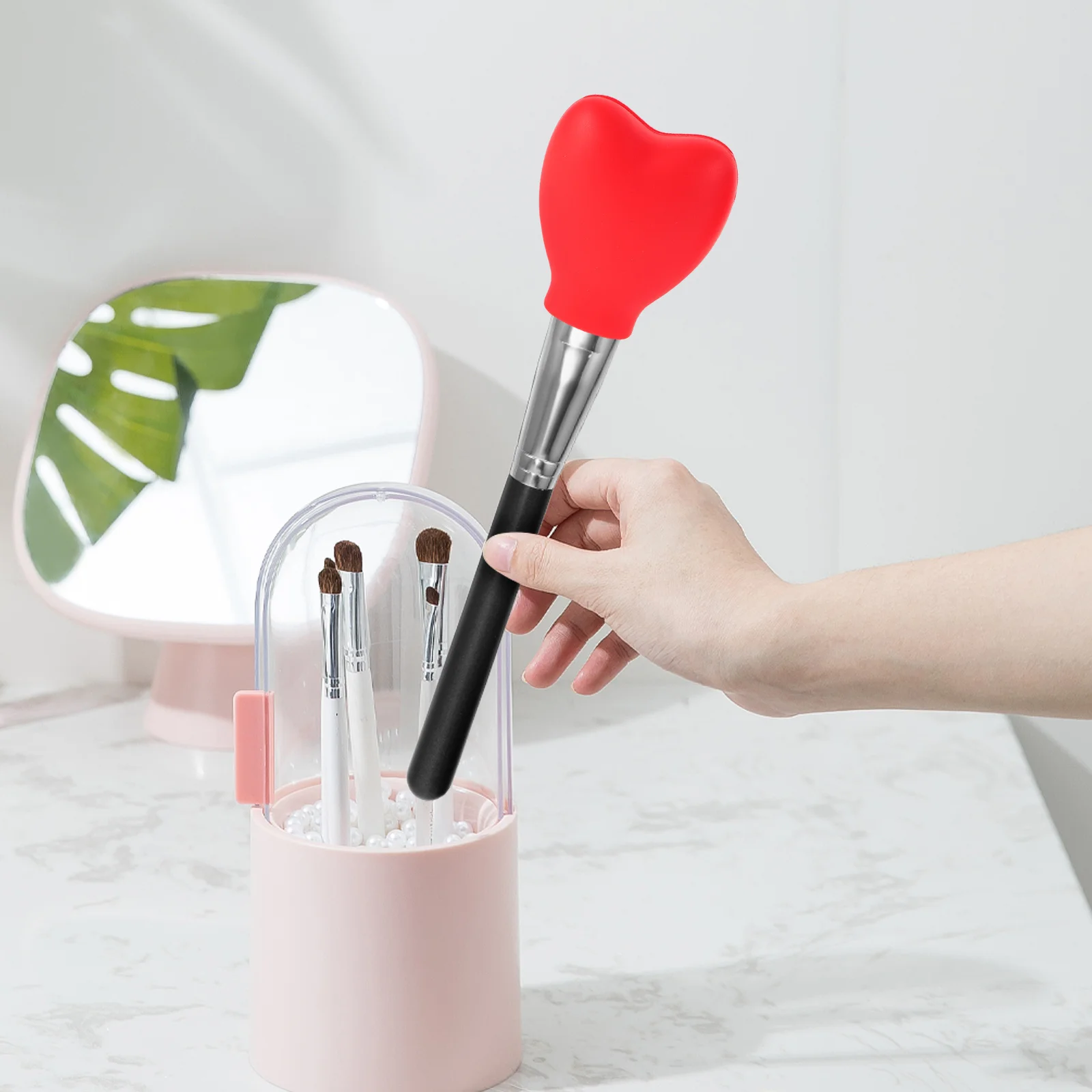 

3Pcs Heart Shaped Silicone Makeup Brush Covers Reusable Brush Protectors Travel Sleeve Set for Foundation Bronzer Blush
