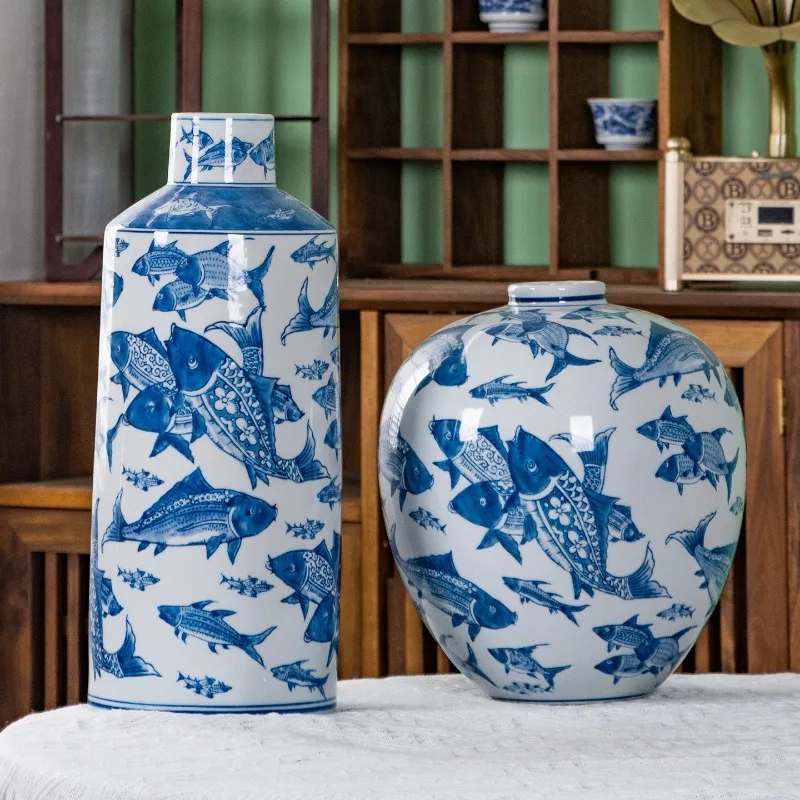 Yuqu Ceramic Flower New Chinese Ceramic Decorative Ornament Hydroponic High Temperature Ceramic Living Room