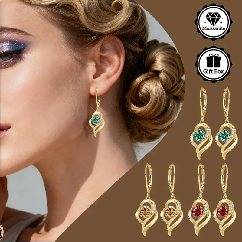 LAMVOICE Schmuck für Damen/Ohrringe mit 2 Karat Moissanit, hypoallergener Hakenohrring, Weihnachtsgeschenk für hochwertigen Schmuck